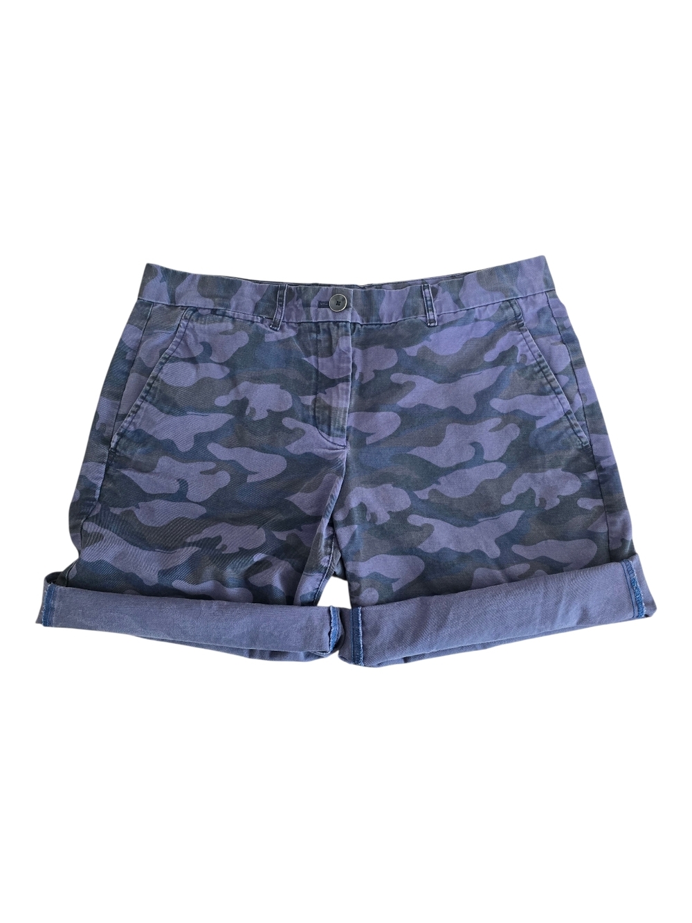 Gap Blue Camo Boyfriend Shorts Roll Up Bermuda Sz 6 Casual Summer Streetwear